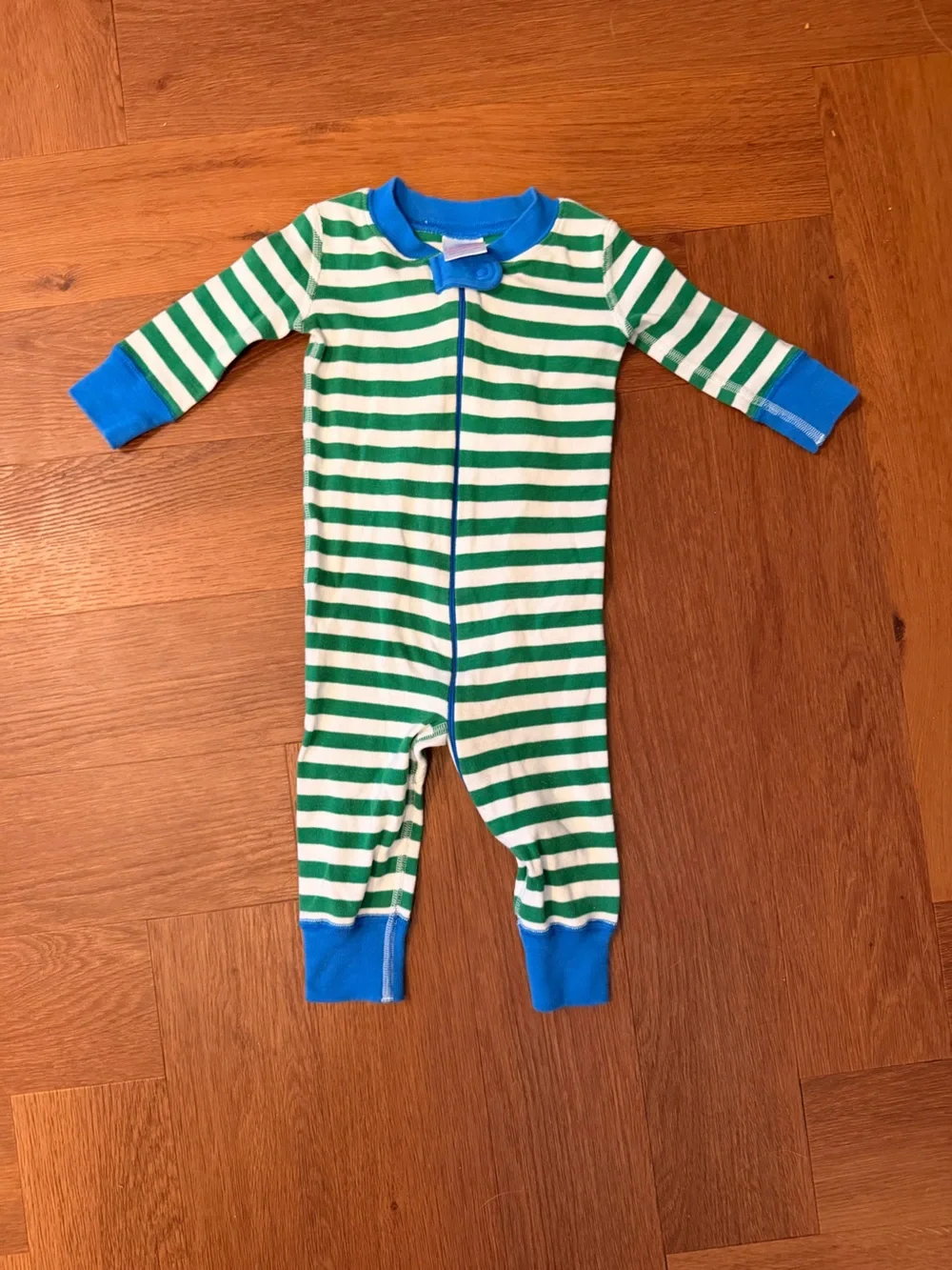 Hanna Andersson Green Stripe Organic Cotton Zip Sleeper Pajamas 6–9 Month